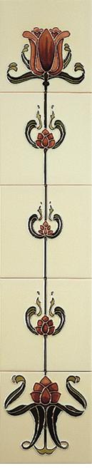 Red Tulip on Ivory Tile Set